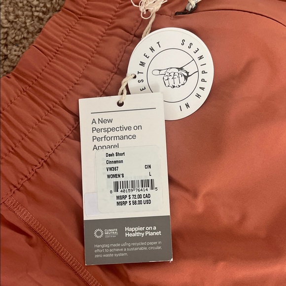 Vuori Women's Rust-Red Elastic Waist Athletic Shorts - Picture 2 of 3